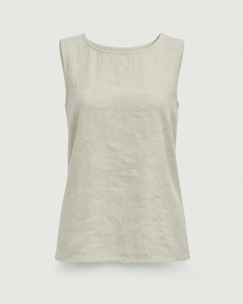 Linen shell top in Natural, shown on an invisible mannequin